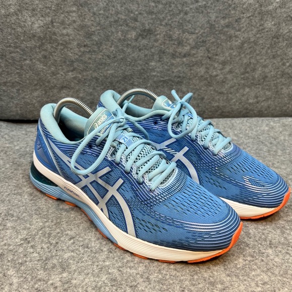 Asics Gel Nimbus 21 Women‎ Running Shoes Blue Orange Athletic Sneakers Size 11 - Picture 2 of 9